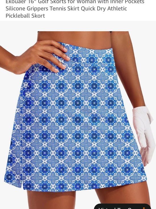 Ekouaer Dresses & Skirts - Women's Blue Patterned Skater Golf Skirt